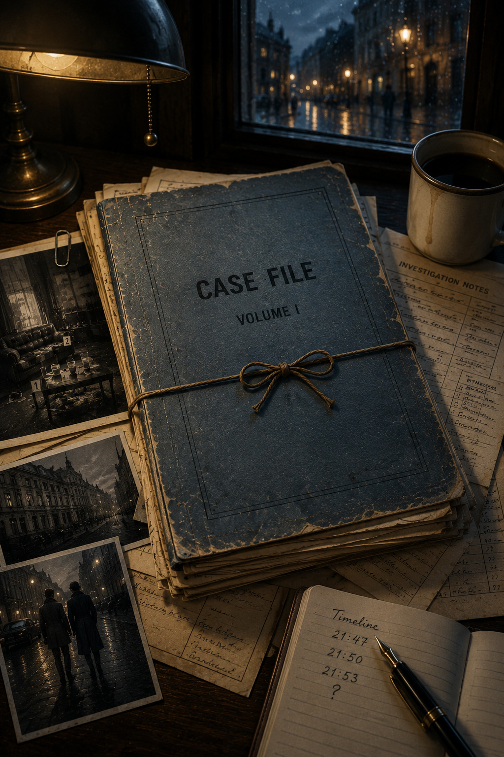 Old case file and investigation documents in St. Petersburg for Chapter 2 of The Alibi of St. Petersburg